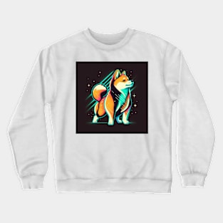 Shiba Inu Cute 80s Synthwave Retro Design Crewneck Sweatshirt